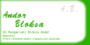 andor bloksa business card